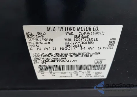 2016 Ford Explorer Platinum from USA, damaged, VIN 1FM5K8HT9GGA56061